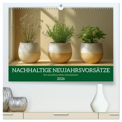Nachhaltige Neujahrsvorsätze - Der umweltfreundliche Jahreskalender (hochwertiger Premium Wandkalender 2026 DIN A2 quer), Kunstdruck in Hochglanz