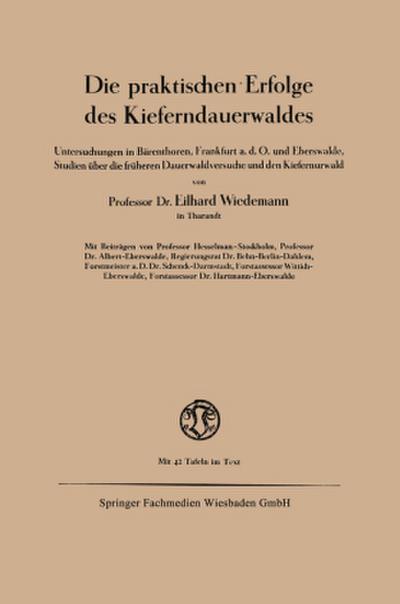 Die praktischen Erfolge des Kieferndauerwaldes