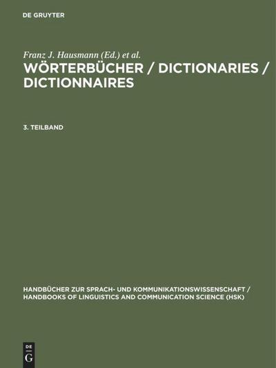 Wörterbücher / Dictionaries / Dictionnaires. 3. Teilband
