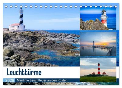 Leuchttürme - Maritime Leuchtfeuer an den Küsten (Tischkalender 2026 DIN A5 quer), CALVENDO Monatskalender