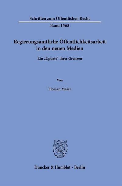 Regierungsamtliche Öffentlichkeitsarbeit in den neuen Medien