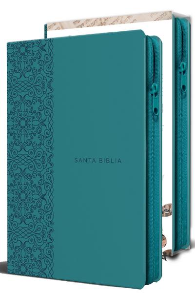 Biblia Reina Valera 1960 Letra Grande. Símil Piel Aguamarina, Cremallera, Tamaño Manual/Spanish Bible Rvr 1960. Handy Size, Large Print, Leathersoft Aqua