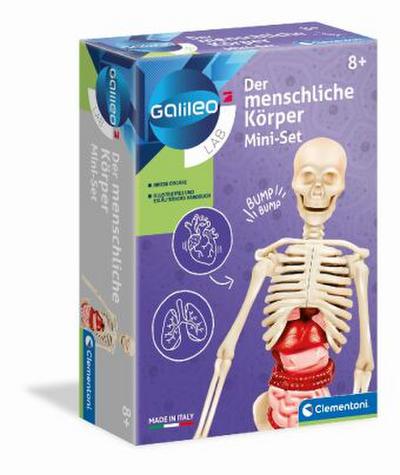 Clementoni 69489 Galileo Science  Der menschliche Körper Mini-Set, Experimentierkasten für Kinder ab 8 Jahren, Spielzeug zum Verstehen von Anatomie, Organen & Skelett