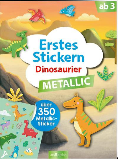Erstes Stickern Metallic - Dinosaurier