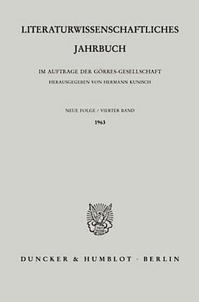 Literaturwissenschaftliches Jahrbuch.. Bd.4/1963