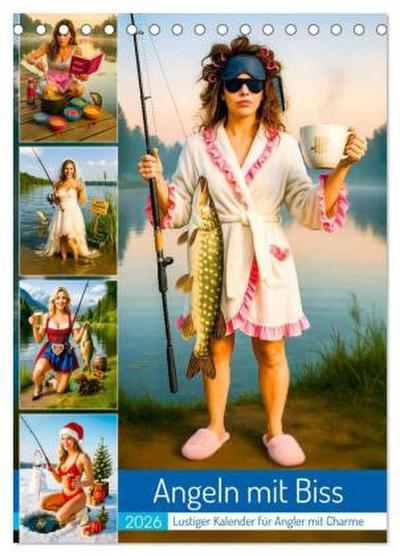Angeln mit Biss - Lustiger Kalender für Angler mit Charme (Tischkalender 2026 DIN A5 hoch), CALVENDO Monatskalender