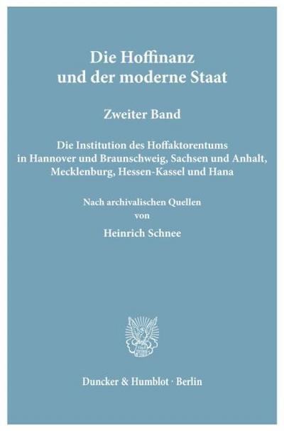 Die Hoffinanz und der moderne Staat.
