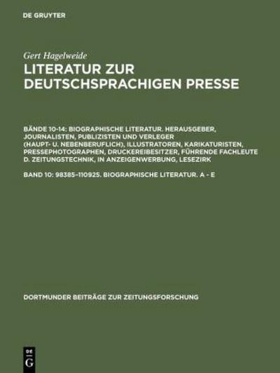 98385-110925. Biographische Literatur. A - E
