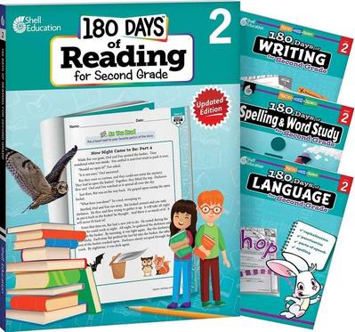 180 Days(tm) Reading 2nd Ed, Writing, Spelling, & Language Grade 2: 4-Book Set