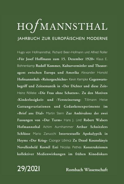 Hofmannsthal - Jahrbuch zur europäischen Moderne 29/2021