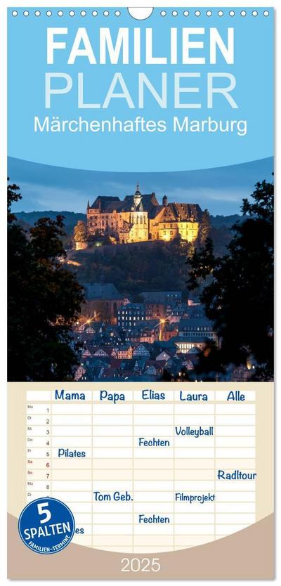 Familienplaner 2025 - Märchenhaftes Marburg mit 5 Spalten (Wandkalender, 21 x 45 cm) CALVENDO