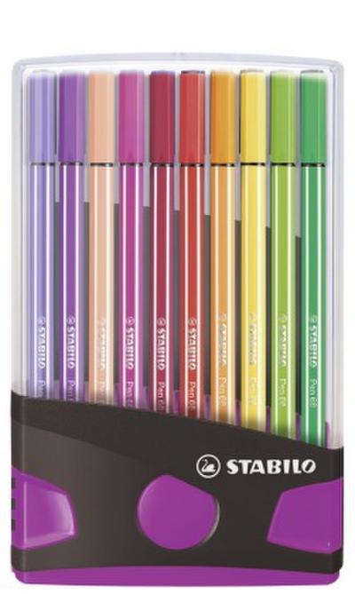 Premium-Filzstift - STABILO Pen 68 ColorParade - 20er Tischset in anthrazit/pink - mit 20 verschiedenen Farben