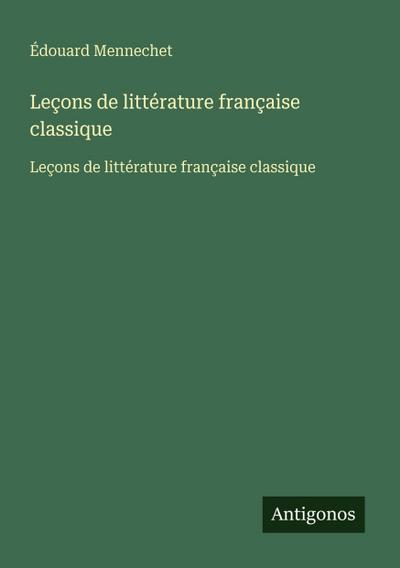 Leçons de littérature française classique