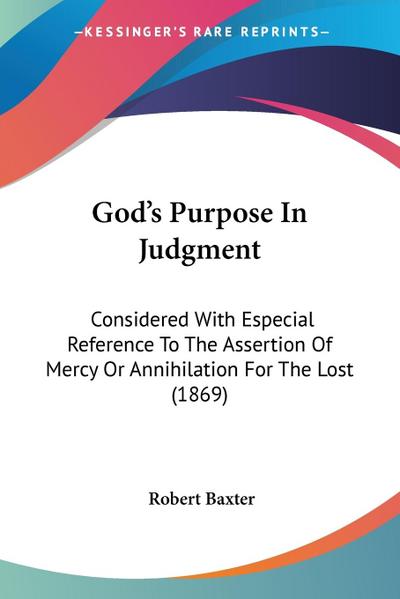 God’s Purpose In Judgment