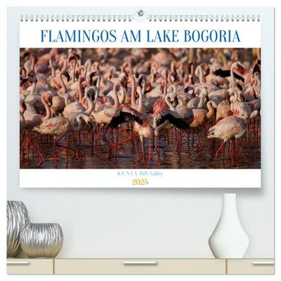 Flamingos am Lake Bogoria - Kenia (hochwertiger Premium Wandkalender 2025 DIN A2 quer), Kunstdruck in Hochglanz