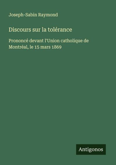 Discours sur la tolérance