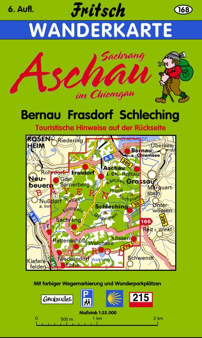 Aschau im Chiemgau. Bernau, Frasdorf, Sachrang, Schleching 1 : 35 000. Fritsch Wanderkarte