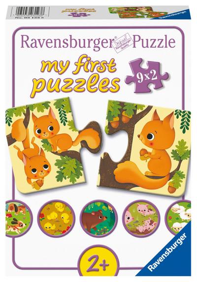 Ravensburger Kinderpuzzle - Tiere und ihre Kinder - 9x2 Teile my first Puzzle für Kinder ab 2 Jahren