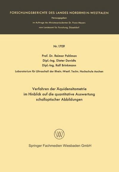Verfahren der Äquidensitometrie im Hinblick auf die quantitative Auswertung schalloptischer Abbildungen