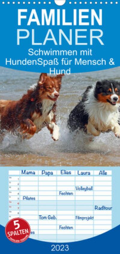 Familienplaner Schwimmen mit Hunden - Spaß für Mensch und Hund (Wandkalender 2023 , 21 cm x 45 cm, hoch)
