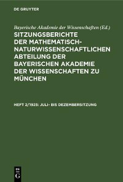 Juli- bis Dezembersitzung