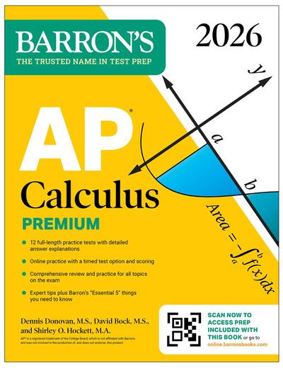 AP Calculus Premium, 2026: Prep Book with 12 Practice Tests + Comprehensive Review + Online Practice
