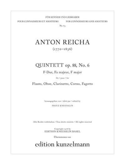Quintett F-Dur op.88,6für Flöte, Oboe, Klarinette, Horn und Fagott