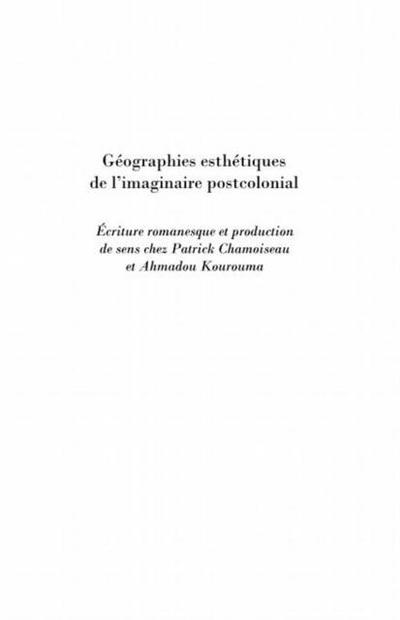 Geographies esthetiques de l’imaginaire