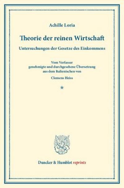 Theorie der reinen Wirtschaft.