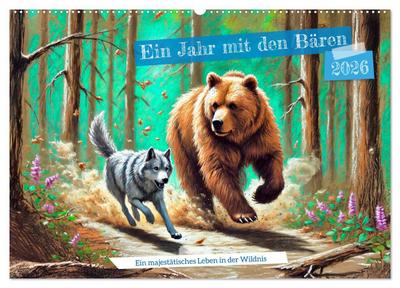 Ein Jahr mit den Bären - Ein majestätisches Leben in der Wildnis (Wandkalender 2026 DIN A2 quer), CALVENDO Monatskalender