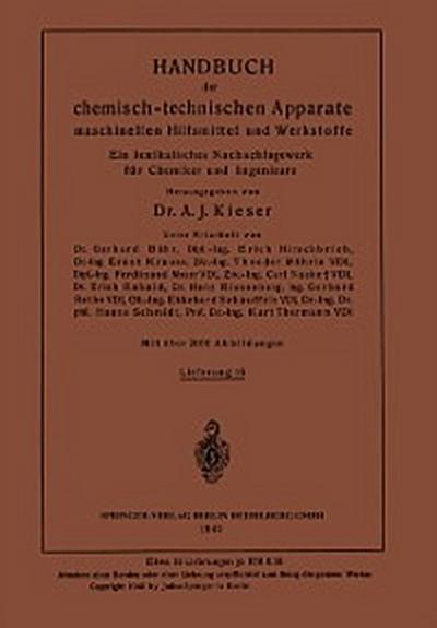 Handbuch der chemisch-technischen Apparate maschinellen Hilfsmittel und Werkstoffe