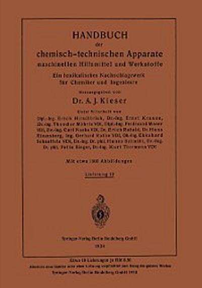 Handbuch der chemisch-technischen Apparate maschinellen Hilfsmittel und Werkstoffe