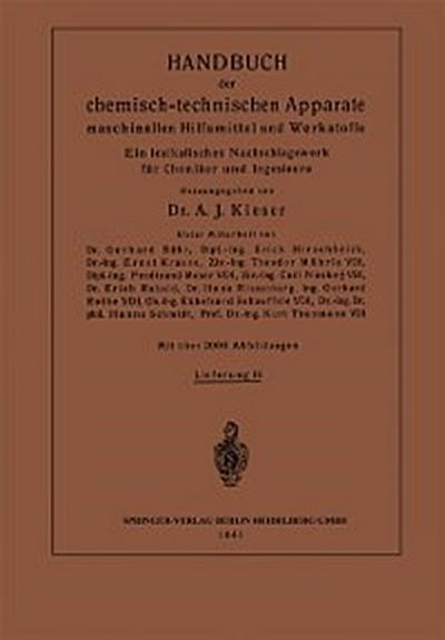 Handbuch der chemisch-technischen Apparate maschinellen Hilfsmittel und Werkstoffe
