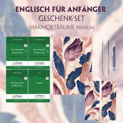 Englisch für Anfänger Geschenkset - 4 Bücher (mit Audio-Online) + Marmorträume Schreibset Premium, m. 4 Beilage, m. 4 Buch