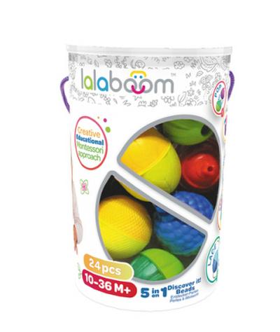 Lalaboom für Kinder, Entdeckerperlen, Steckspiel, 24-teilig, Mehrfarbig, BL200