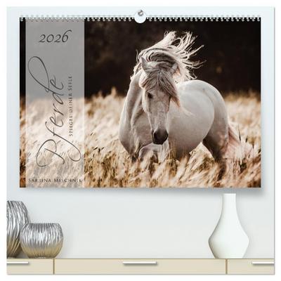 Pferde - Spiegel deiner Seele (hochwertiger Premium Wandkalender 2026 DIN A2 quer), Kunstdruck in Hochglanz