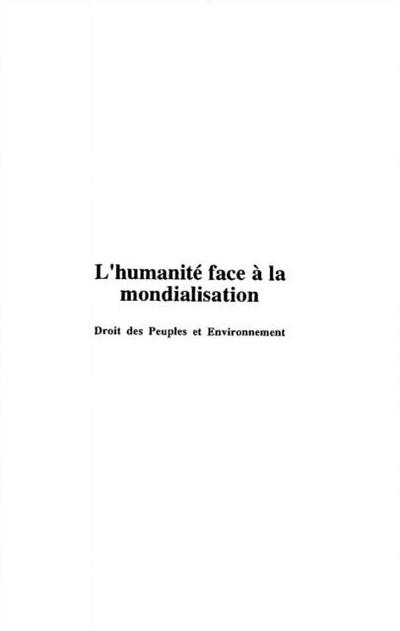 L’HUMANITE FACE A LA MONDIALISATION