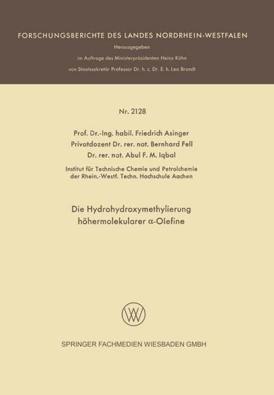 Die Hydrohydroxymethylierung höhermolekularer ¿-Olefine