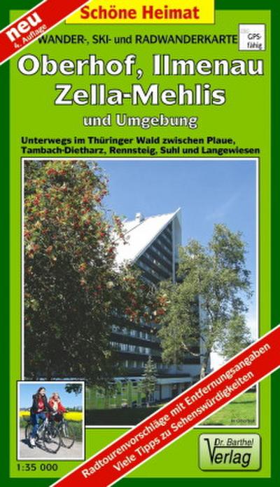 Wander-, Ski- und Radwanderkarte Oberhof, Ilmenau, Zella-Mehlis und Umgebung