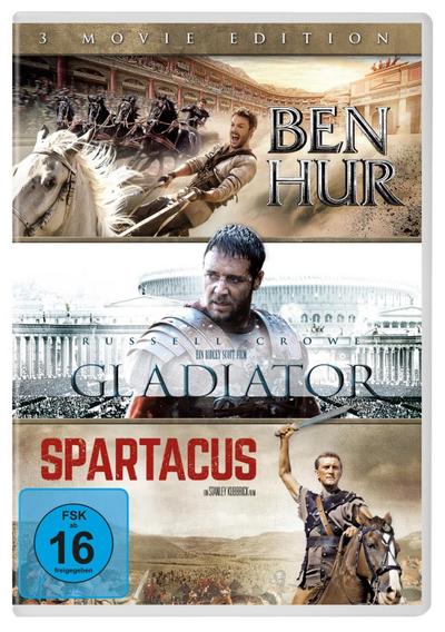 Ben Hur  Gladiator  Spartacus - 3 Movie Edition DVD-Box