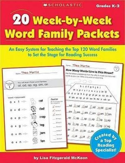 20 Week by Week Word Family Packets