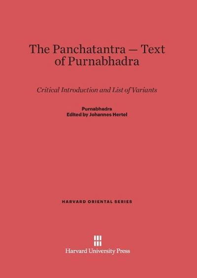The Panchatantra-Text of Purnabhadra
