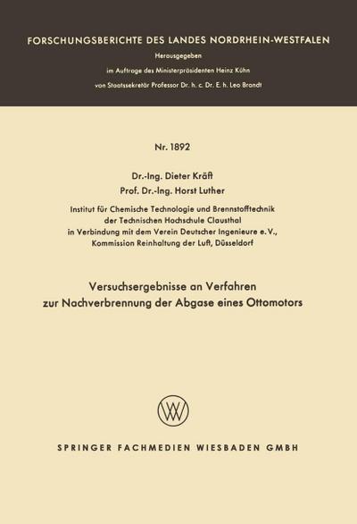 Versuchsergebnisse an Verfahren zur Nachverbrennung der Abgase eines Ottomotors