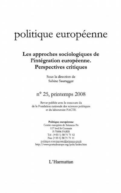 Les approches sociologiques de l’integration europeenne - pe
