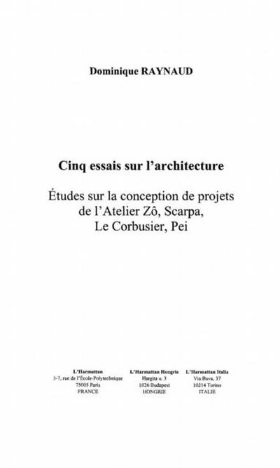 Cinq essais sur l’architecture