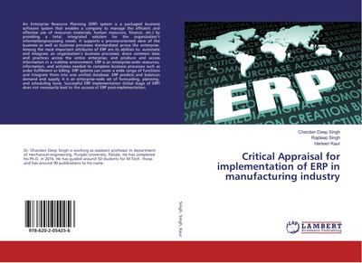 Critical Appraisal for implementation of ERP in manufacturing industry