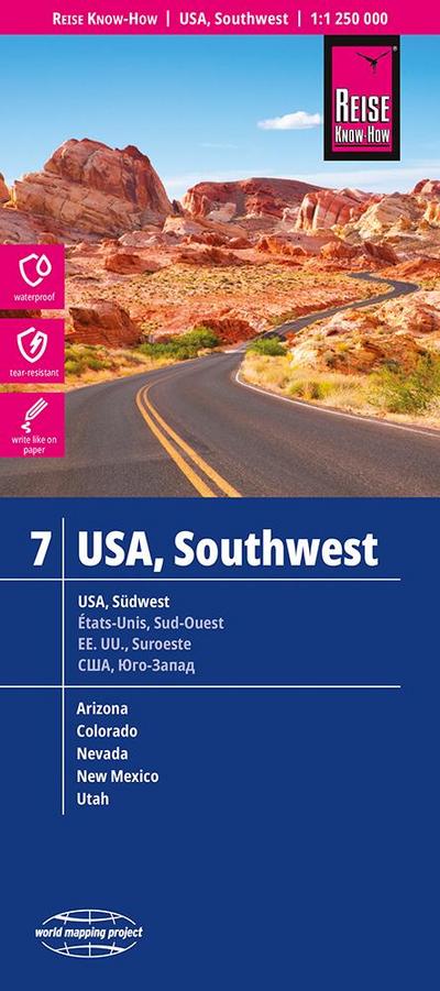 Reise Know-How Landkarte USA 07 Südwest / USA, Southwest (1:1.250.000) : Arizona, Colorado, Nevada, Utah, New Mexico