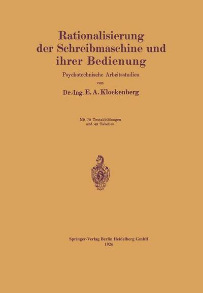 Rationalisierung der Schreibmaschine und ihrer Bedienung