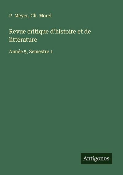 Revue critique d’histoire et de littérature