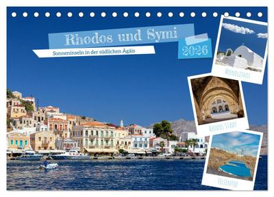 Rhodos und Symi (Tischkalender 2026 DIN A5 quer), CALVENDO Monatskalender